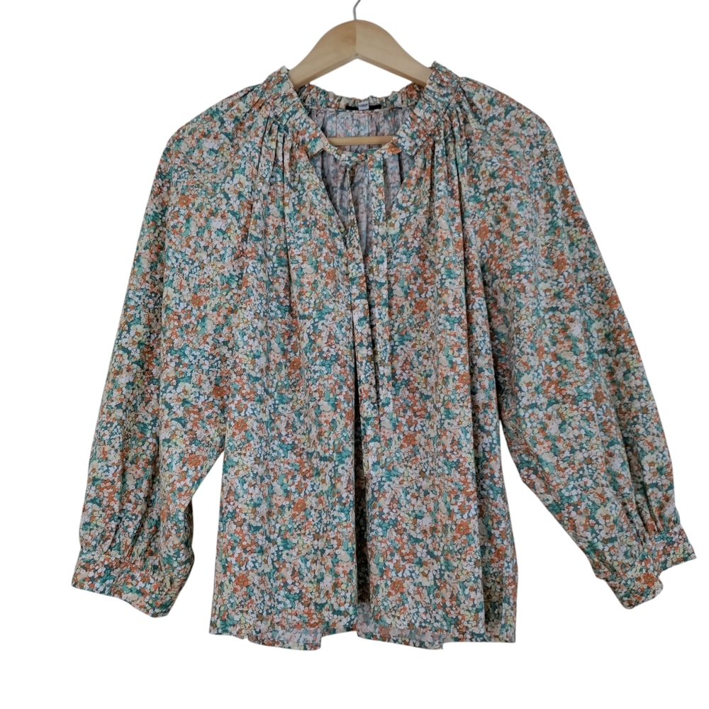 Rails Amal Cassia Floral Balloon Raglan Sleeves Pullover Multicolor Blouse Top